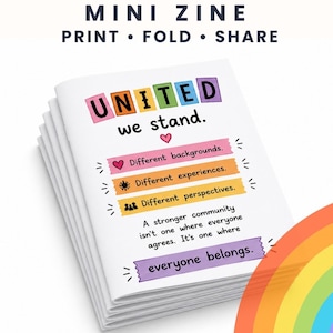 Pride Month Printable Mini Zine Template Download Lgbtq Community Building Handout Celebration Activity Patriotic Coloring Civic Engagement