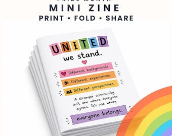 Recurso comunitário para atividades do Orgulho LGBTQ+ - Ferramenta imprimível de educação para aliados - Folheto para evento do Orgulho LGBTQ+ - Revista LGBTQ+