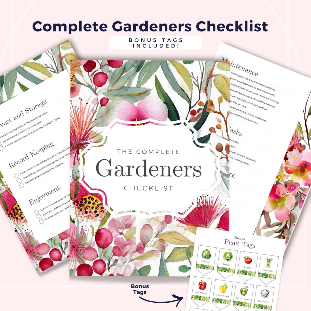 Spring Flower Checklist Garden Planner Printable PDF, Flower Garden Checklist, Vegetable ...