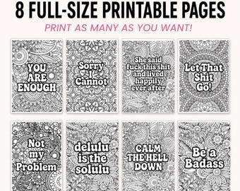 Adult Coloring Book: Funny Swear Words, Sarcastic Stress Relief Pages (PDF Download)