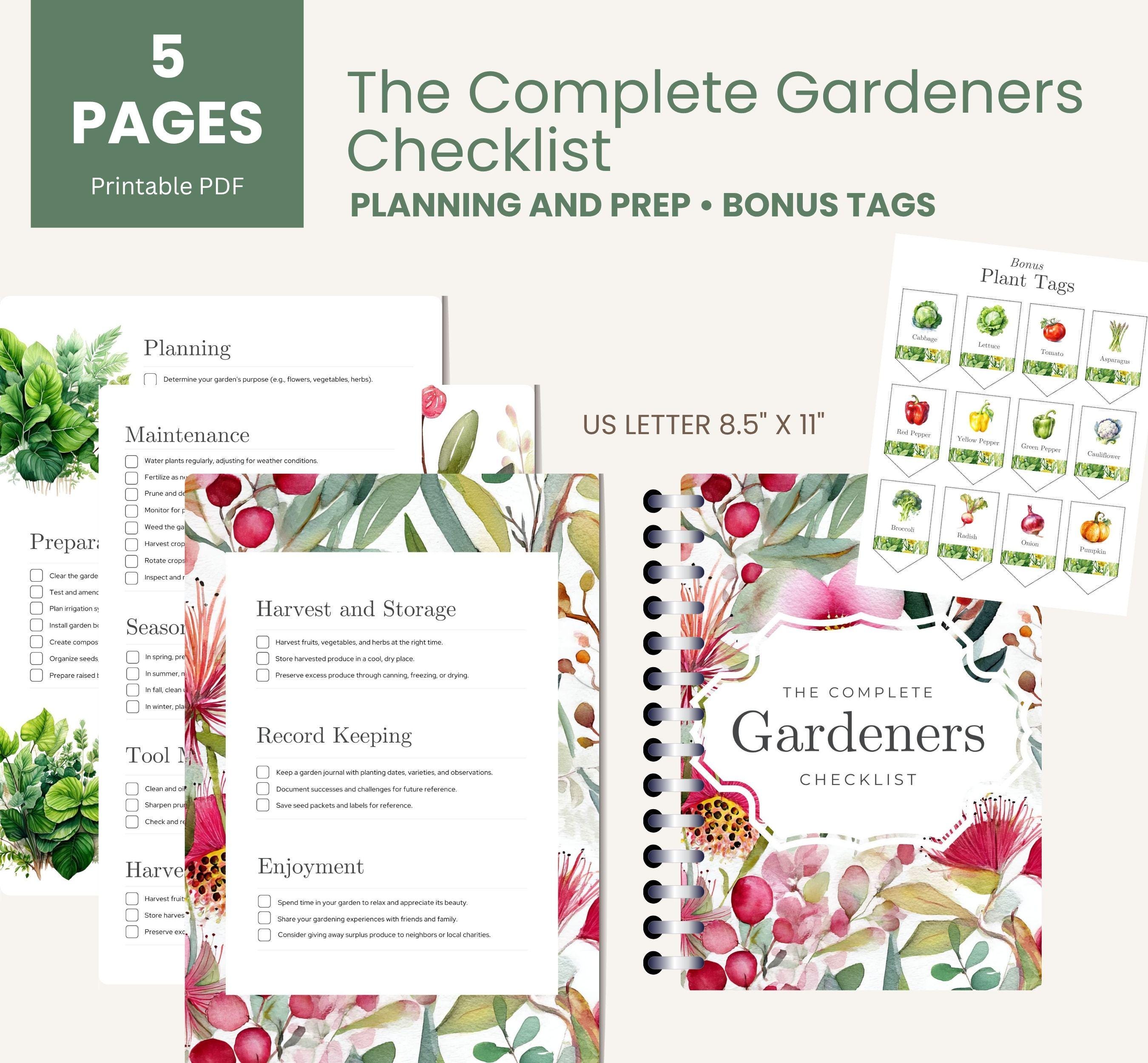 Spring Flower Checklist Garden Planner Printable PDF, Flower Garden Checklist, Vegetable ...