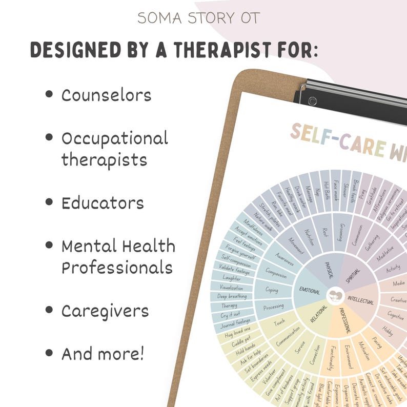Poster stampabile della Ruota dell'Autocura: Risorsa per lo sviluppo di strategie di coping in terapia e consulenza immagine 3