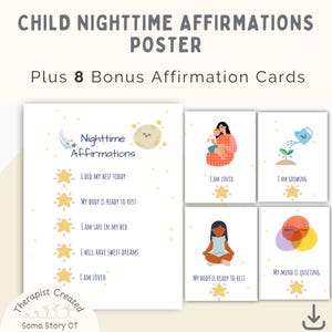 Nighttime Affirmation Cards & Poster: Kids Bedtime Routine (Digital Print, PDF)