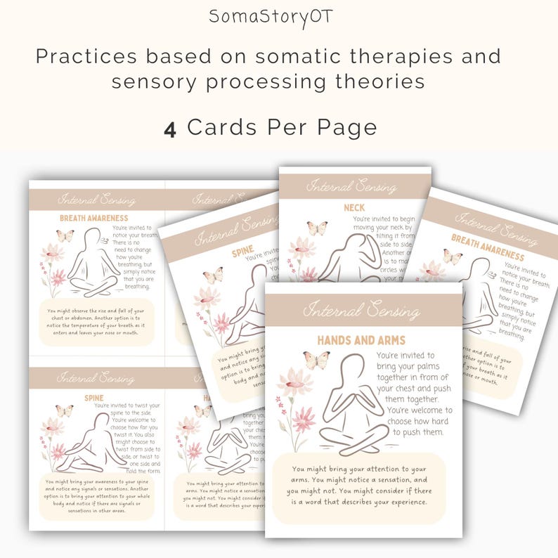 Tarjetas de movimiento para terapia somática; ejercicios somáticos para la conciencia interoceptiva y la regulación del sistema nervioso (descarga en PDF) imagen 3