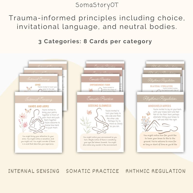 Tarjetas de movimiento para terapia somática; ejercicios somáticos para la conciencia interoceptiva y la regulación del sistema nervioso (descarga en PDF) imagen 2