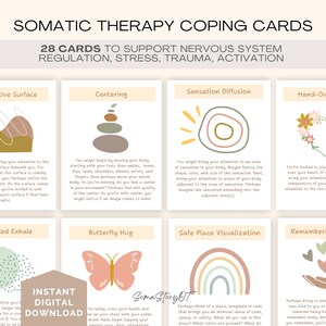 Oefenkaarten somatische therapie voor trauma, kaarten met copingvaardigheden voor angst Stress Zenuwstelselregulatie