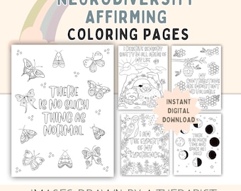 Neurodiversity Affirming Coloring Pages; Embrace Neurodiversity Positive Affirmations, ADHD, Autism (PDF Download)