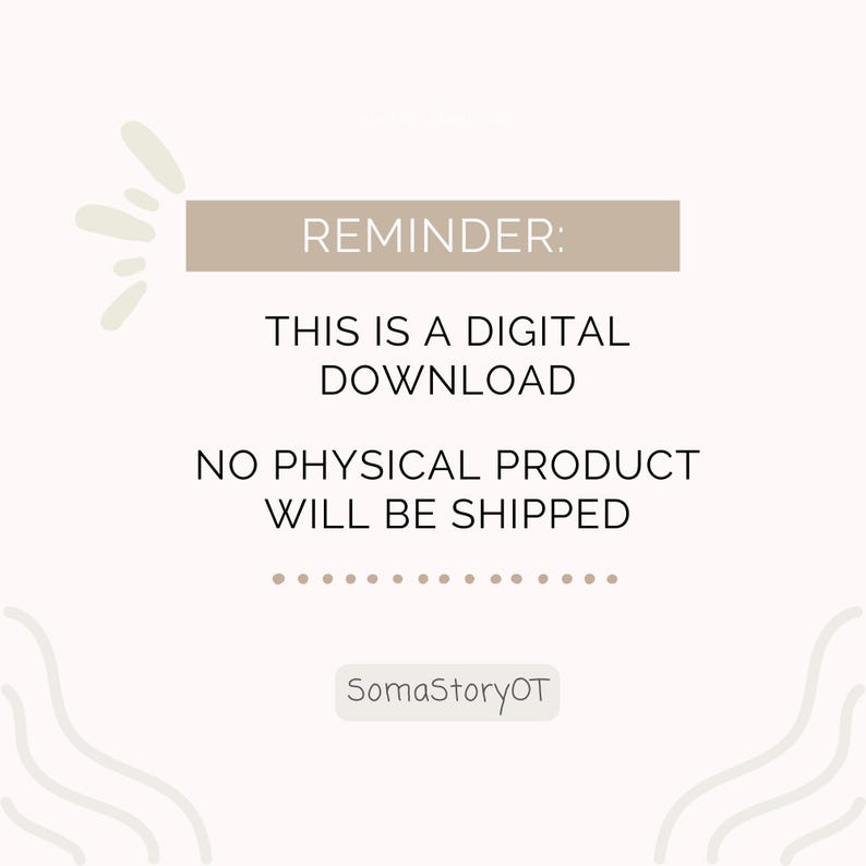 Op de afbeelding: Een digitale download herinneringsafbeelding op een cr&egrave;mekleurige achtergrond. De tekst luidt: "Herinnering: Dit is een digitale download. Er wordt geen fysiek product verzonden." De afbeelding bevat ook de tekst "SomaStoryOT".