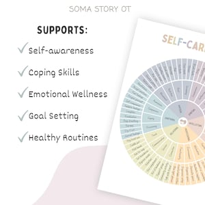 Poster stampabile della Ruota dell'Autocura: Risorsa per lo sviluppo di strategie di coping in terapia e consulenza immagine 4