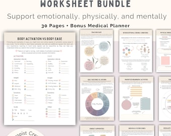 Chronic Illness Worksheets Bundle; Somatic Therapy & Medical Planner (PDF Download)