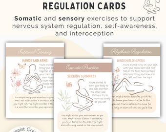 Tarjetas de movimiento para terapia somática; ejercicios somáticos para la conciencia interoceptiva y la regulación del sistema nervioso (descarga en PDF)