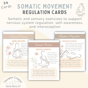 Somatic Therapy Movement Cards, Interoceptive Awareness, Nervous System Regulation, Somatic Exercise Cards, Trauma-Informed Yoga