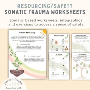 Somatic Therapy Trauma Worksheets, Somatic Therapy Resourcing Mini Bundle For Trauma, Stress management, Nervous System Regulation