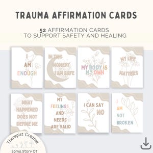 Trauma Affirmation Cards: 52 Positive Coping Statements (PDF Download)