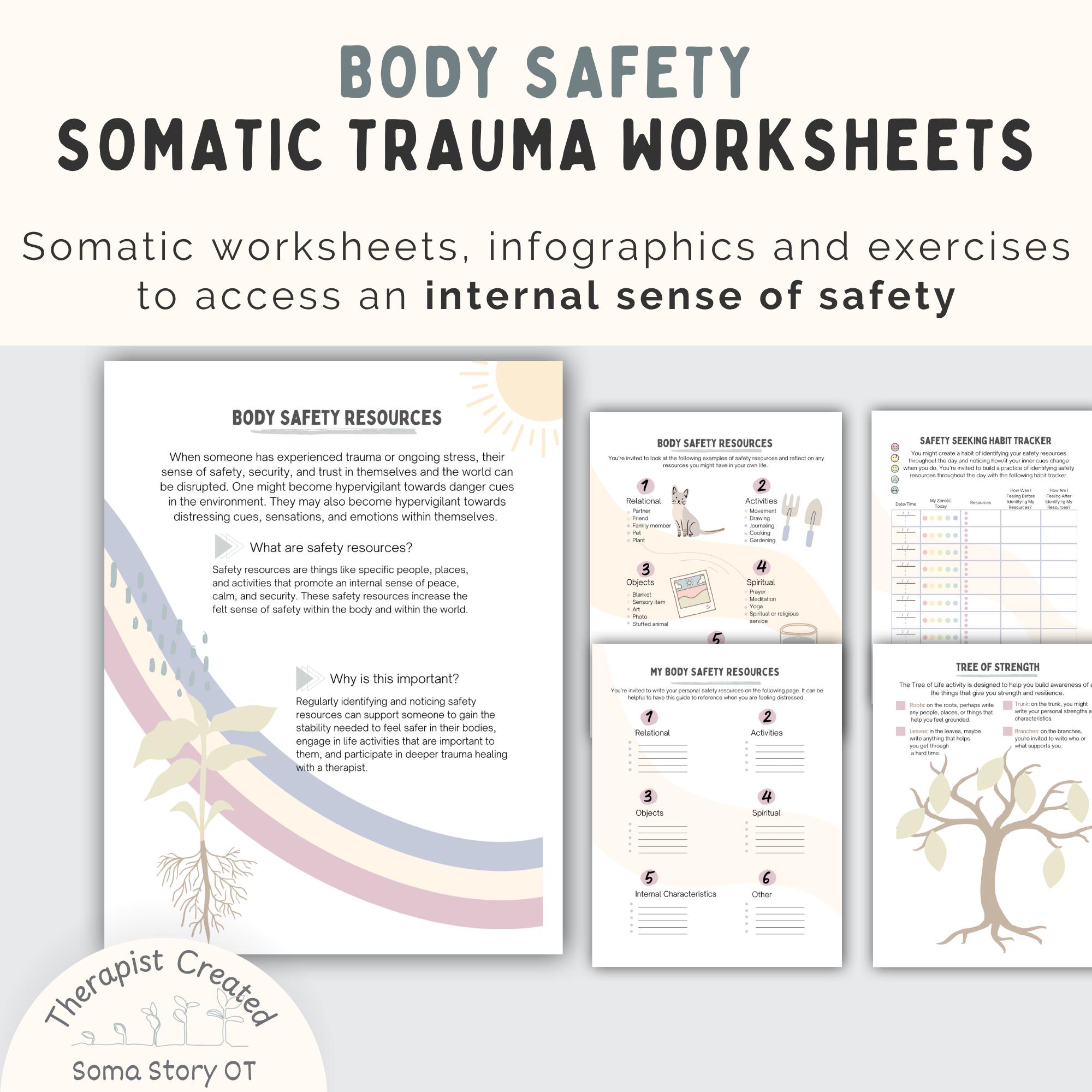 Somatic Therapy Worksheets: Body Safety Resources, Trauma & Stress ...