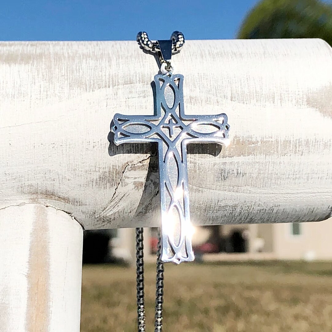 Cross Necklace, Mens Cross Necklace, Black Cross Necklace