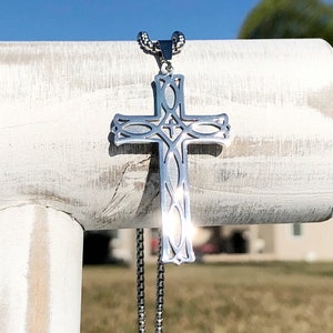Gesmeed roestvrijstalen kruisketting, gratis geschenkdoos, christelijke ketting, christelijk cadeau, kettingkruis, gouden kruis, zilveren kruis, zwart kruis