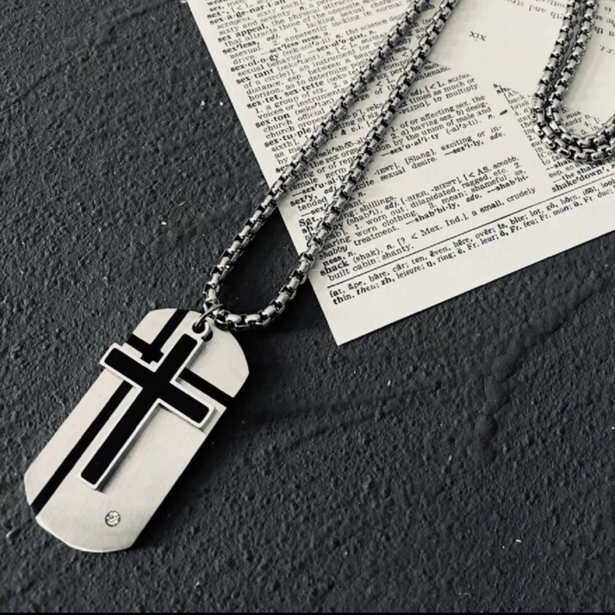 PROSTEEL Dog Tag Cross Necklace for Men Boys Stainless Steel Silver Pendant  Chain Bible Verse Inspirational Religious Christian Jewelry Gifts, Military  Tag with Words 