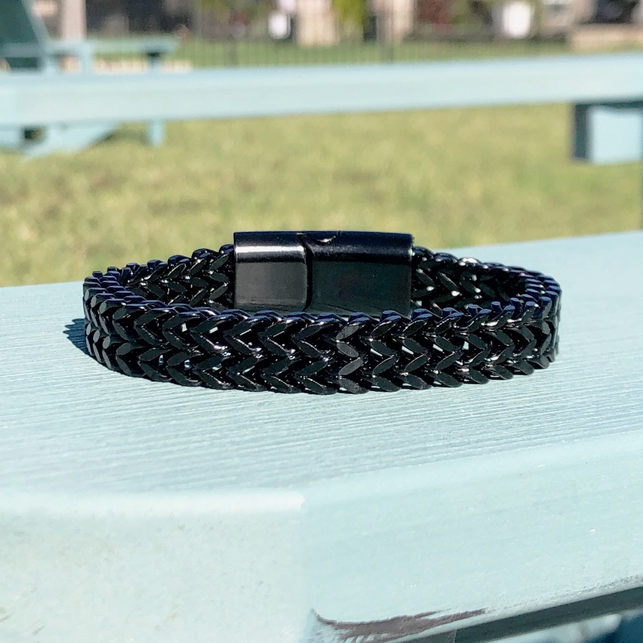 Mens beaded bracelets with clasp hot sale