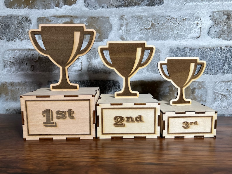 1st, 2nd, and 3rd Place Trophies. Laser Cut File. Instant Digital