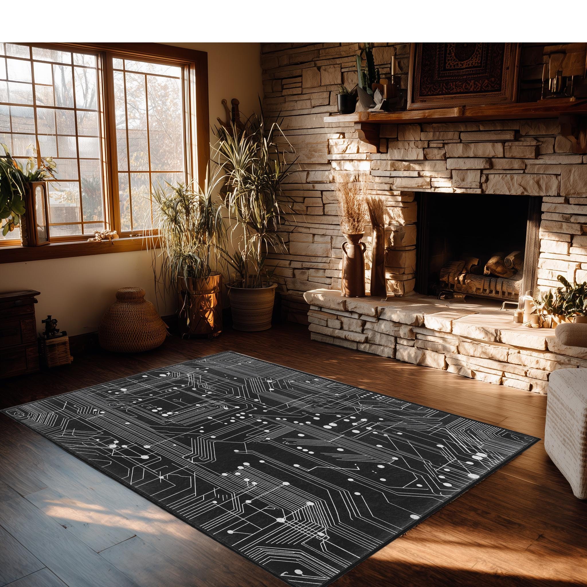 TIGHTBOOTH BOARD RUG MAT ボードラグ Futuristic Circuit Board Rug: Non-slip Tech Area Carpet - Etsy