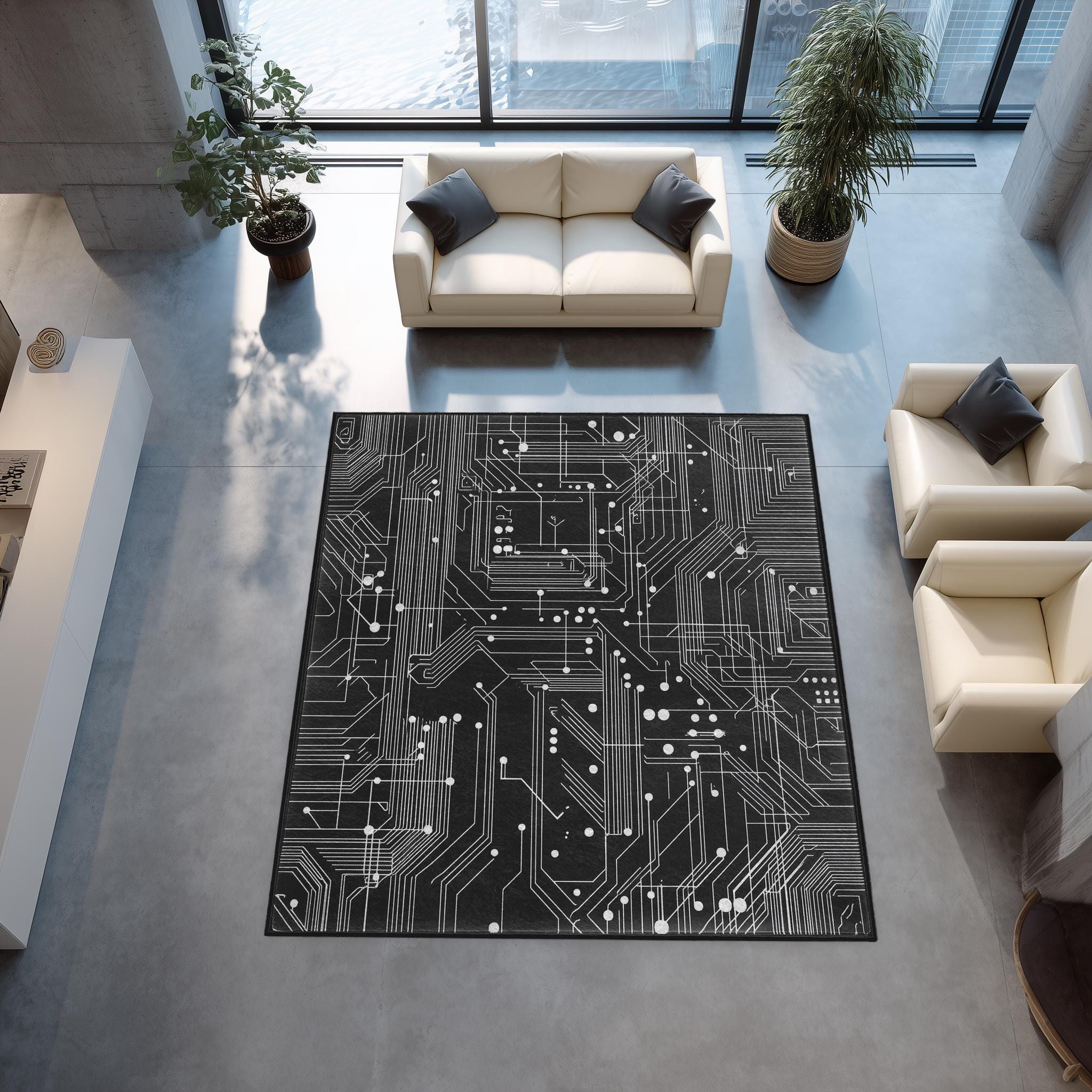 Futuristic Circuit Board Rug: Non-slip Tech Area Carpet - Etsy