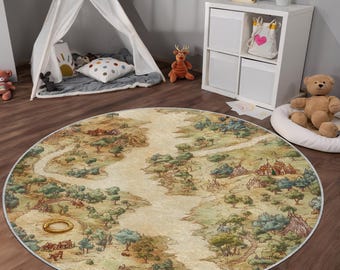 Fantasie-avonturenkaarttapijt: kinderspeelkamerdecor, antislip fluweel