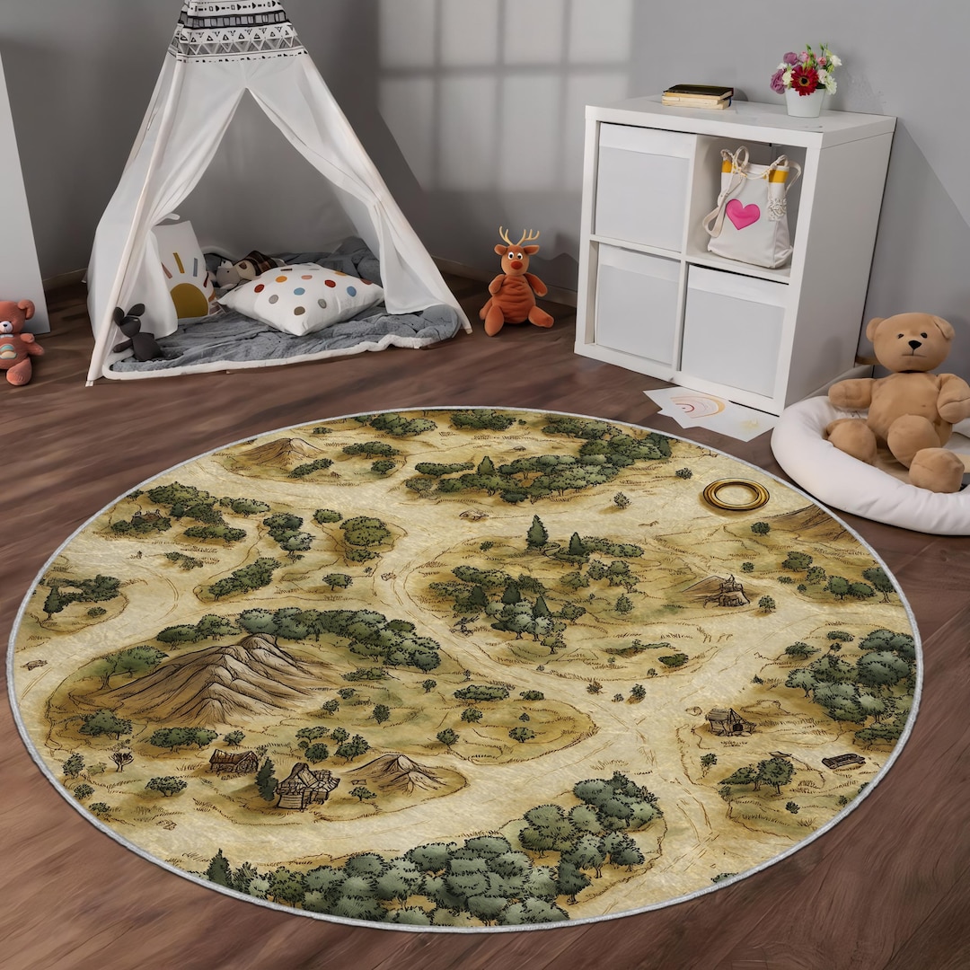 Rpg Rug Fantasy Map Play Rug: Non-slip Kids Room Carpet, Medieval RPG Style - Etsy