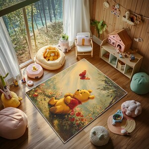Niedliche Winnie Puuh Kinder Teppich - Weicher, Kuscheliger Teppich für Kinderzimmer-Spielzimmer Dekor, Entzückendes Tier Design, Ideal für Babyzimmer und Kinderzimmer