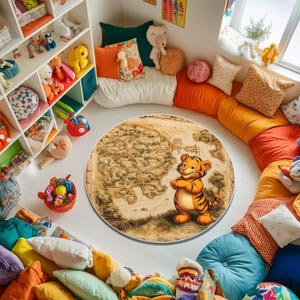 Adventure Map Kinderteppich - Weicher & Verspielter Teppich aus Dschungeltieren, Perfekt für Kinderzimmer - Spielzimmerdekor, gemütlich - lustiger Boden