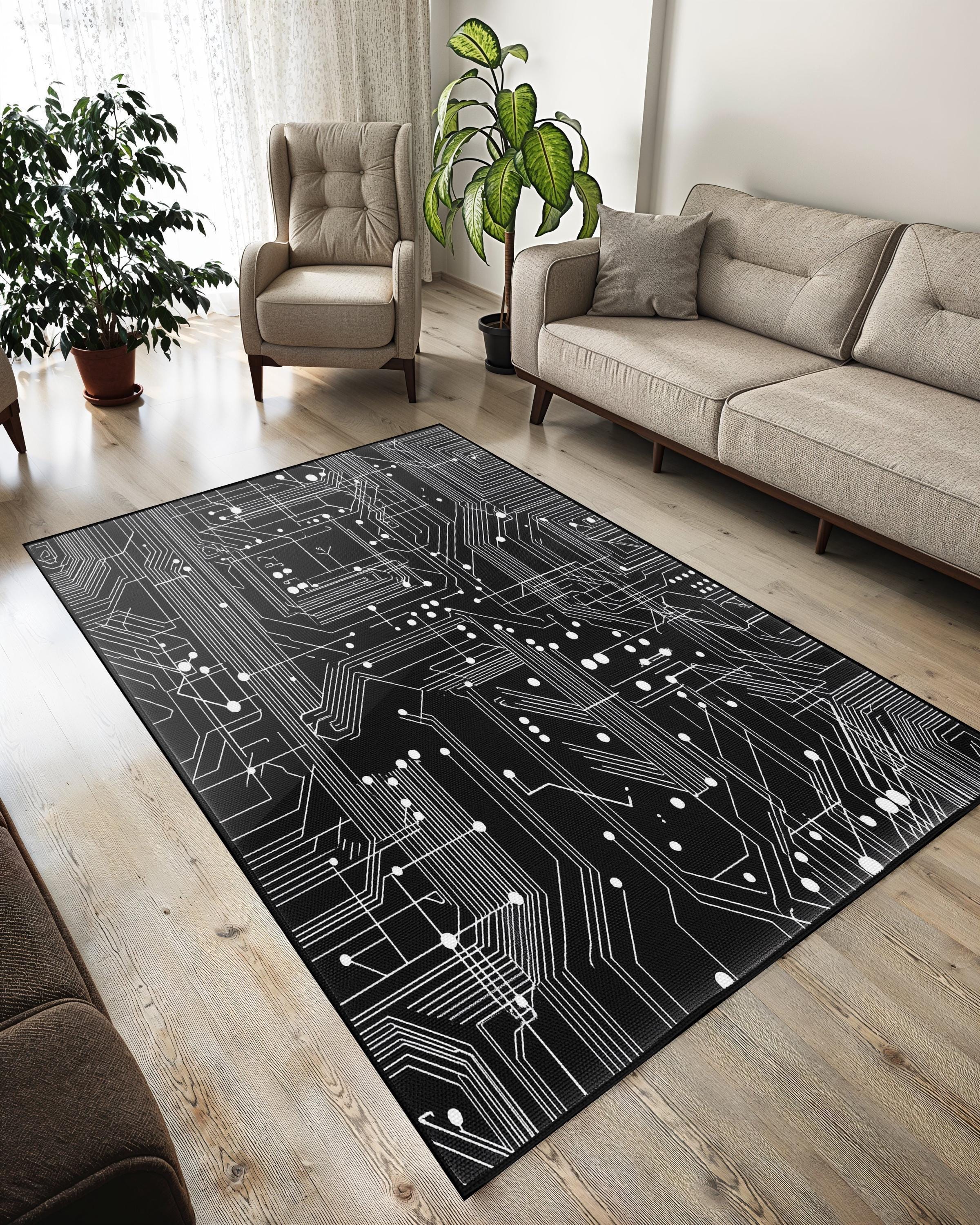Futuristic Circuit Board Rug: Non-slip Tech Area Carpet - Etsy
