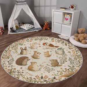 Kinder Teppich rutschfest, weich und niedlich, Kinderzimmer Dekor, Spielzimmer Teppich, Babyzimmer Matte, entzückender Wald Thema Teppich