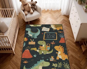 Dinosaur School Nursery Rug – Washable Dino Kids Play Mat