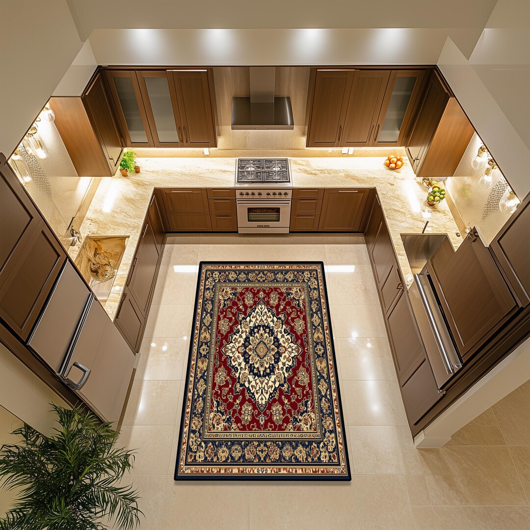 Traditional Persian Style Kitchen Rug - Non-slip Area Rug for Modern ...