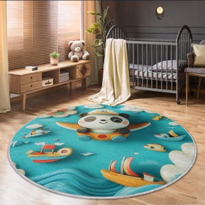 Alfombra suave antideslizante para niños - Adorable alfombra de panda volador - Alfombra de juegos para guardería - Alfombra de felpa lavable para bebés y niños pequeños
