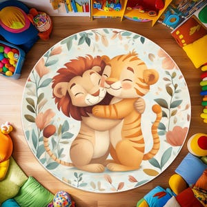 Entzückender Kinderteppich mit Löwen-Thema - Weiche, rutschfeste Spielmatte für Kleinkind- & Babyzimmer - Perfekt für die Spielzimmer-Kinderzimmerdekoration
