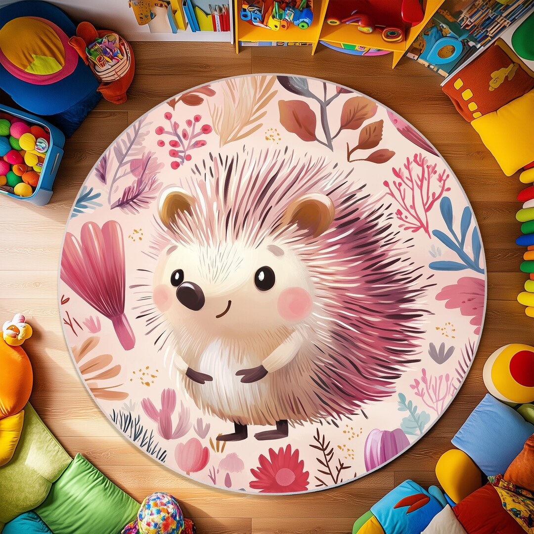 Hedgehog Rug Hedgehog Kids Rug: Soft Velvet Nursery Play Area Carpet - Etsy