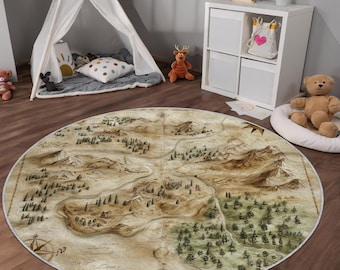 Kindertapijt Fantasy Map: antislip avonturentapijt
