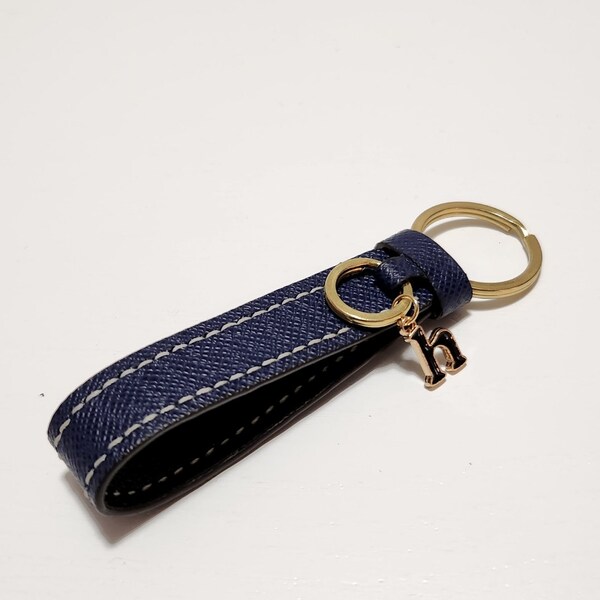 Handcrafted Saffiano Leather Keychain - Custom Initial - Luxury Personalized Gift - HH316