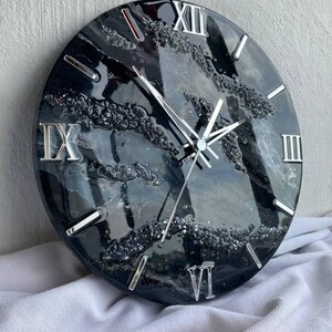 Resin art Gray wall clock home decor modern wall art handmade clock for wall  40cm(15.5in)