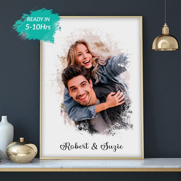 Custom watercolor portrait for couple portrait from photo to painting from photo to custom portrait for him anniversary gifts for final girl