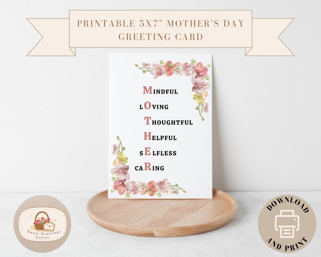 Floral What Mom Stands for Greeting Cards 5x7 Digital Etsy