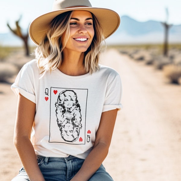 Dolly Parton Tee Dolly Playing Card Camiseta Dolly-Inspired Camisa Reina de Corazones Reina de Dolly Camisa Country Música Camisa Dolly Parton Camisa