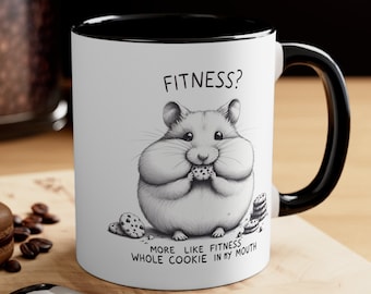 ¿Aptitud física? Más como fitness galleta entera en mi boca taza de café, 11 oz / taza de gimnasio / regalo de entrenamiento / taza de temporada de volumen / taza de gimnasio divertido