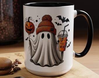 Koffiemok spookachtig seizoen (11, 15 oz) | Halloweendecoratie | IJskoffiespook | Halloween-spook koffiemok | Leuke spookmok | Theekopje herfst
