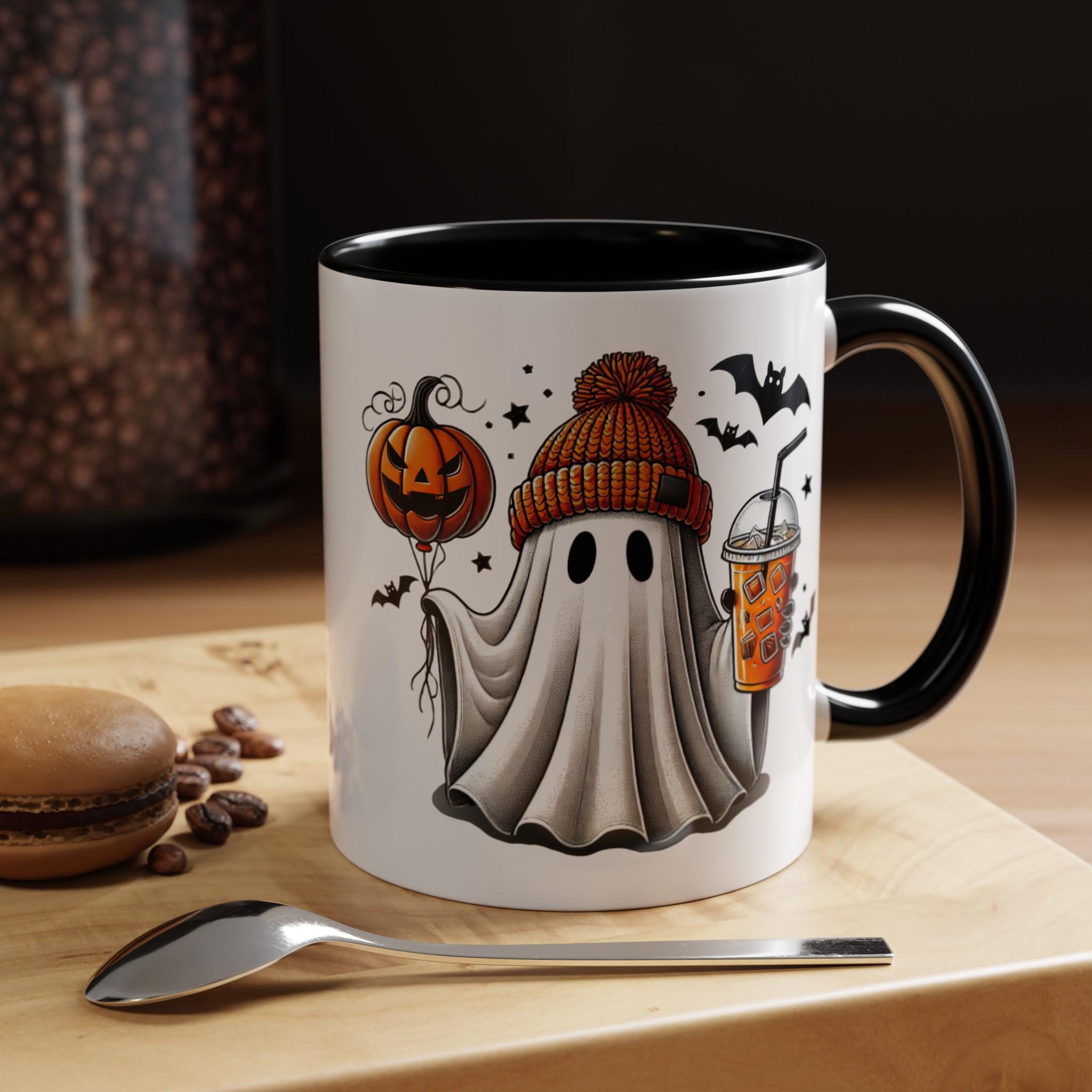 Kawaii Ghost Mug - 11oz Cute Ghost Coffee Mug For Halloween & Fall, Ceramic Gift Mug - View #3
