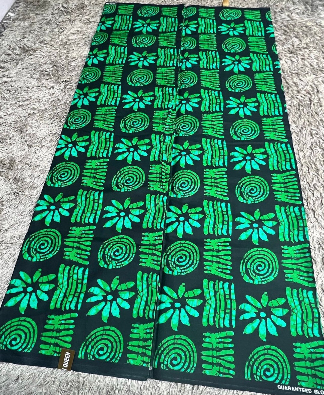 Black & Green African Print Fabric by 6 Yards, African Clothing Fabric