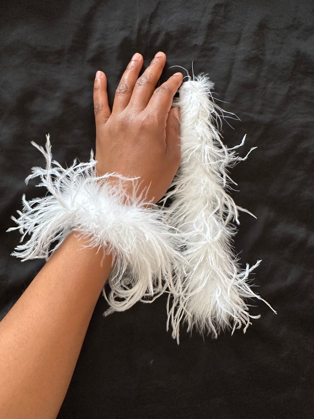 Feather Cuffs Ostrich Feather Cuff Slap Band Feather Cuffs Etsy