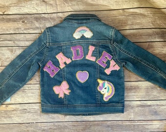 Personalized baby kids Jean jacket chenille patches