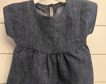 Linen Baby Girl Dress for Baby Shower Gift or Special Occasion
